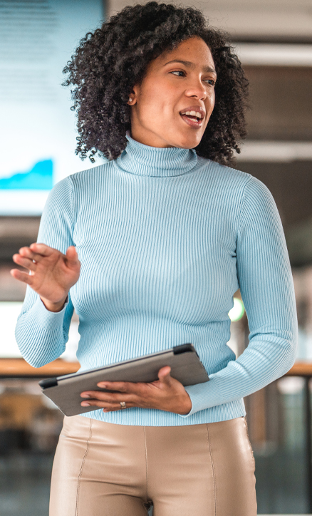 Business woman leading a meeting