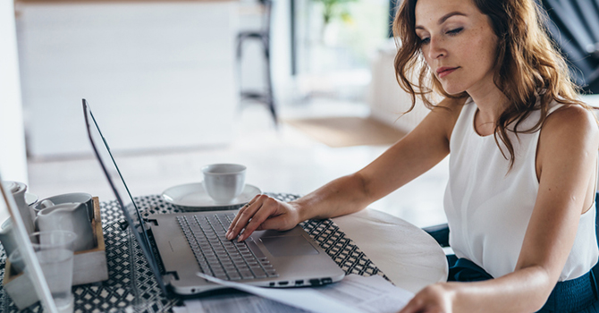 woman on a laptop