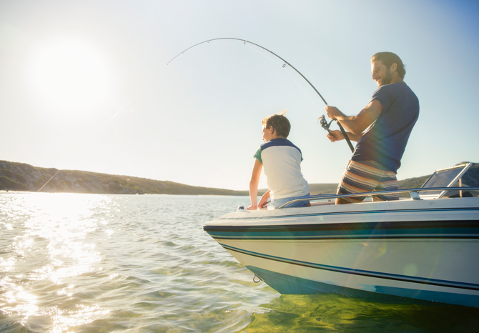 father and son fishing